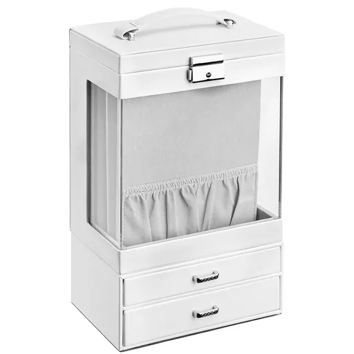 Troli Cutie de bijuterii albă modernă cu vitrină