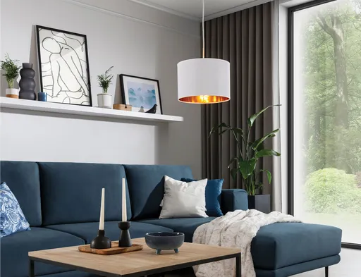 Lustra ELTAP, Vespillo, 25x110 cm, 1xE27, 15W, otel/PVC, alb/auriu