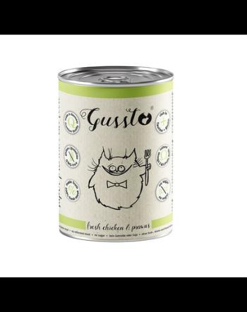 GUSSTO Cat Fresh Chicken Prawns 400 g hrana umeda pentru pisici, cu pui si creveti