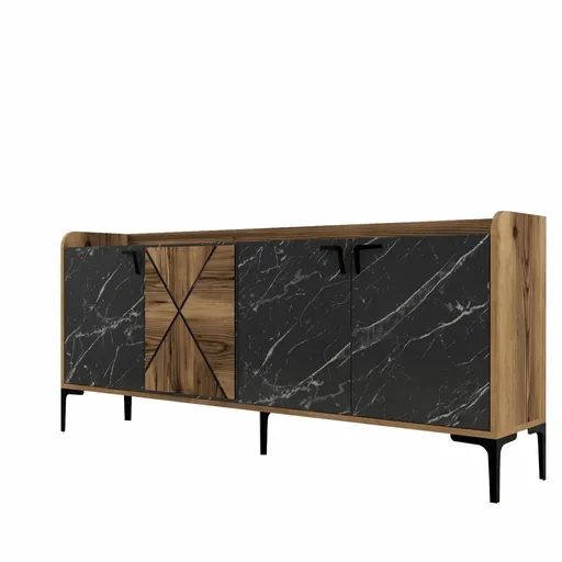 Dulap Venedik Walnut and Black Marble, negru