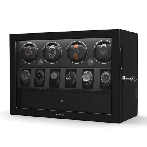 Klarstein Dispozitiv de întors ceasuri ChronoVault, 4+6 ceasuri, vegan, lucios, 4 moduri, Motor Mabuchi, LED, priză