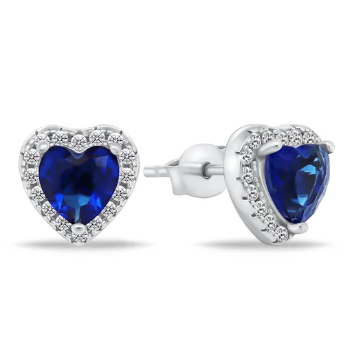 Brilio Silver Cercei romantici din argint cu zirconi Inimi EA901WB