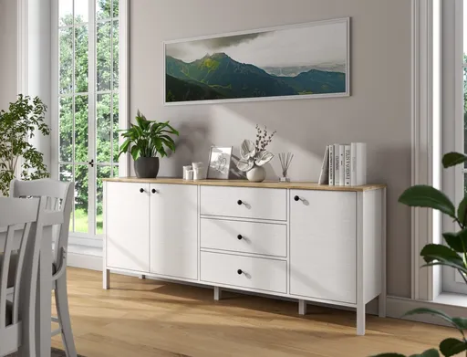 Consola, Hanah Home, FRN-20009, 200x82x44 cm, Maro/Alb