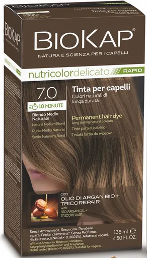 Biokap BIOKAP DELICATO RAPID vopsea de păr - 7.0 Blond mediu natural 135 ml