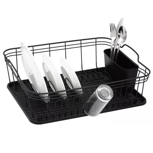 Uscator de vase Kinghoff KH 1354, 45 cm, Tavita pentru apa, Accesor pentru tacamuri, Negru