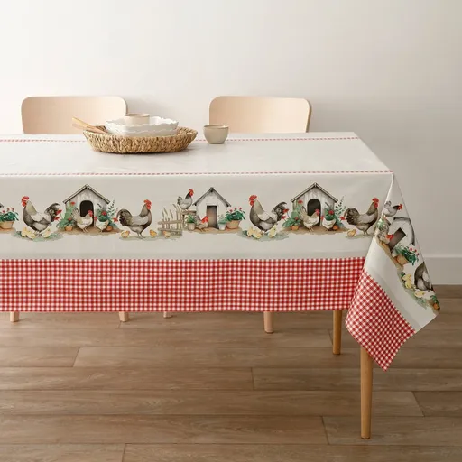 Față de masă cerată cu imprimeu de pui