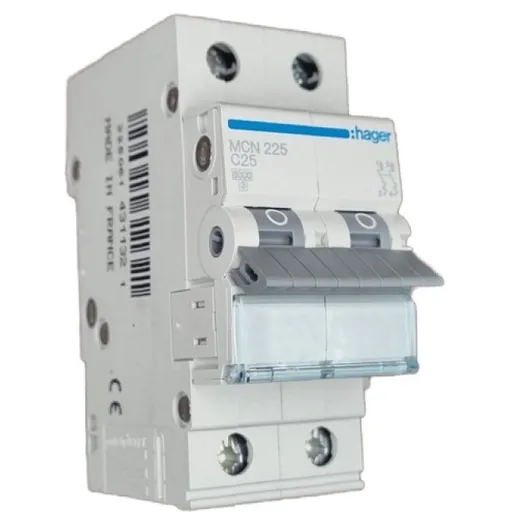 Siguranta automata 2P, 25A, 6kA, C, Hager MCN225