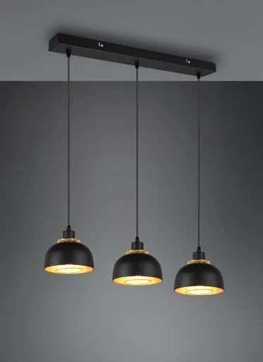 Lustra Punch, RL, 74x18x150 cm, 40W, 3x E27, metal, negru mat