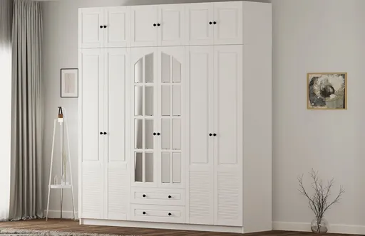 Dulap pentru haine, Hanah Home, Rb-185-20, 210x240x52 cm, Alb mat