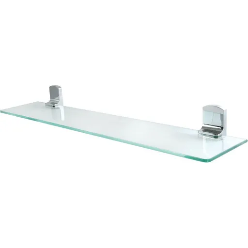 Etajeră de perete din sticlă Spirella Taku 60 cm, oțel inoxidabil lucios, argintiu