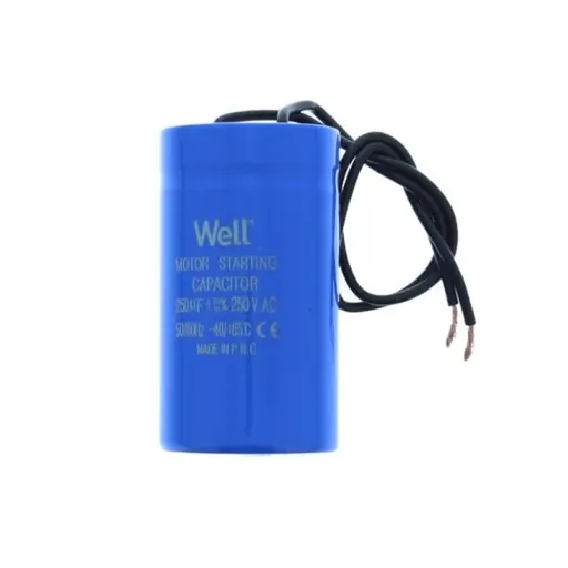 Condensator pornire motor 250V 250uF cu fir, Well