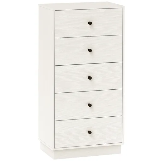 HOMCOM Comoda 5 sertare, mobilier de depozitare inalt si ingust, stil modern pentru camera de zi, living - 47x29x95cm, alb | Aosom Romania