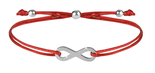 Troli Brățară șnur cu infinit roșie/oțel