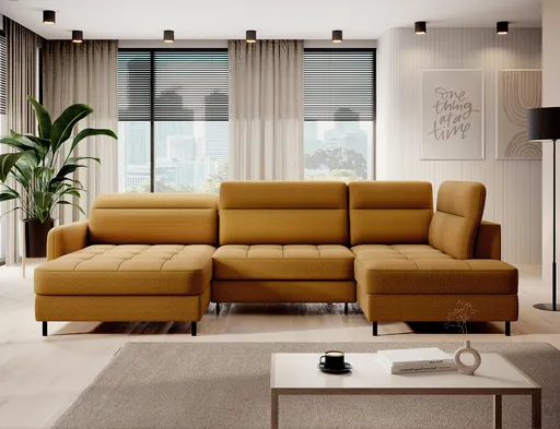 Coltar extensibil stanga 4 locuri ELTAP, LT-45MAN, Berrto, 306x165x100 cm, lemn/poliester, mustar