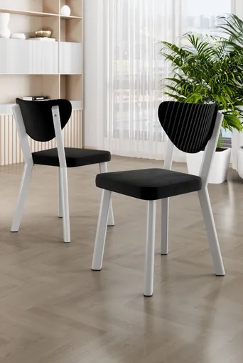 Set scaune 6 piese, Hanah Home, Arfe, Alb/Negru