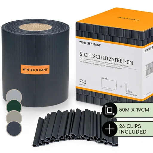 Blumfeldt Benzi de practection pentru gard, PVC, 450 g / m², 50 × 19 cm, zacisk