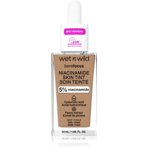 Wet n Wild BareFocus Niacinamide Skin Tint machiaj ușor de hidratare culoare Deep (Warm) 32 ml