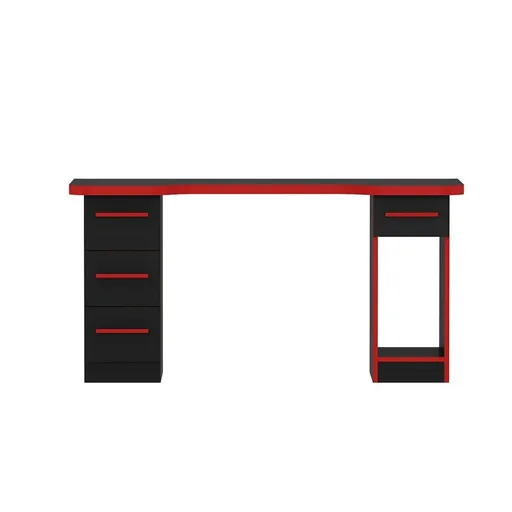 Birou pentru jocuri, Hanah Home, Phoenix 5, 150x76x60 cm, Negru/Rosu