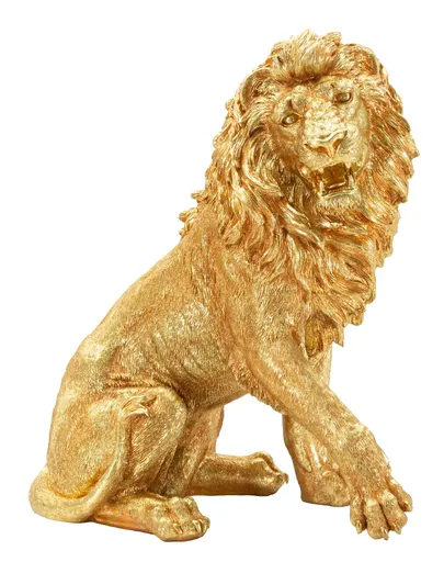 Figurina /sculptura decorativa Lion Shant, Mauro Ferretti, 45x29x55 cm, polirasina, auriu