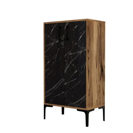 Dulap pentru pantofi Prag Walnut and Black Marble, negru