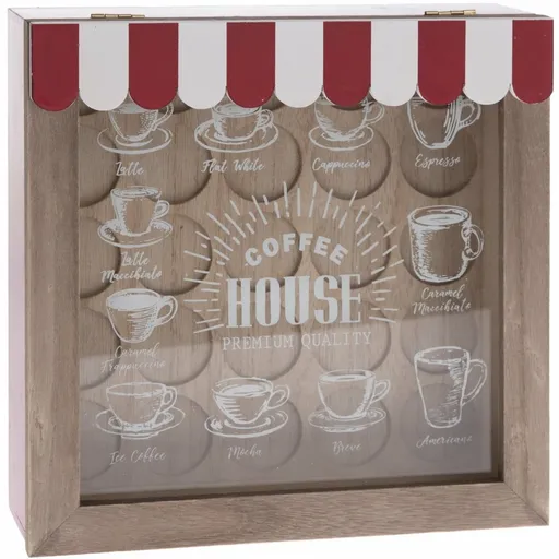 Recipient din lemn pentru capsule Coffee House, 24 x 24 cm