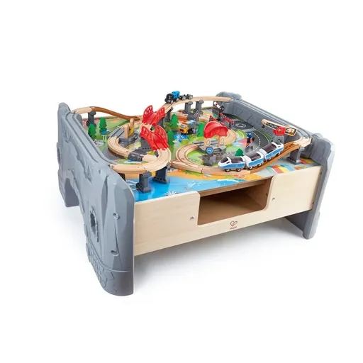 Masă de joacă cu trenuleț Hape 70 piese