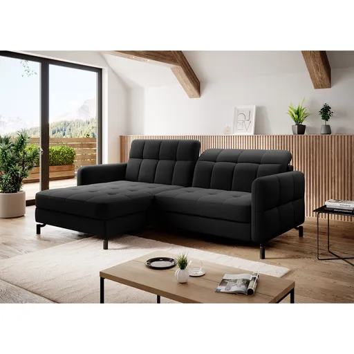 Coltar extensibil stanga 3 locuri ELTAP, Lore-47, Lorelle, 225x160x105 cm, lemn/poliester, negru