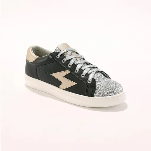 Adidași cu detalii aurii, efect de sclipici