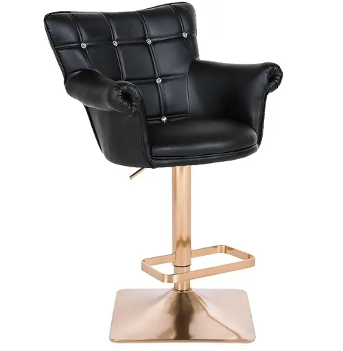 Scaun Make-Up Chateau din Piele Ecologica si Baza Aurie, Inaltime Reglabila, Baza Aurie