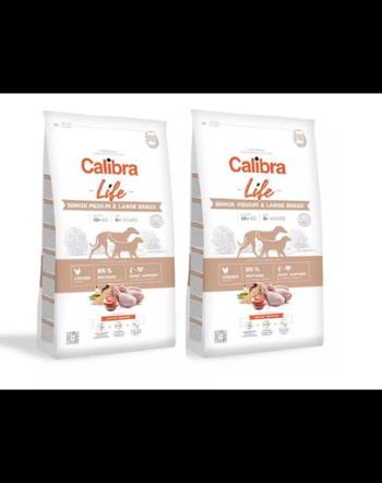 CALIBRA Dog Life Senior Medium&amp;Large Chicken hrana uscata pentru caini seniori de talie medie si mare 24 kg (2 x 12 kg)
