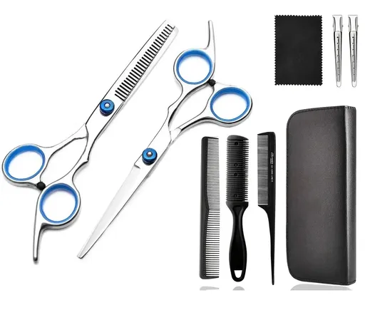 Set Foarfeca de Tuns si Filat Barber 6.7 Inch cu Husa, Pieptene pentru Filat, Clipsuri si Pieptene Frizerie si Tapat