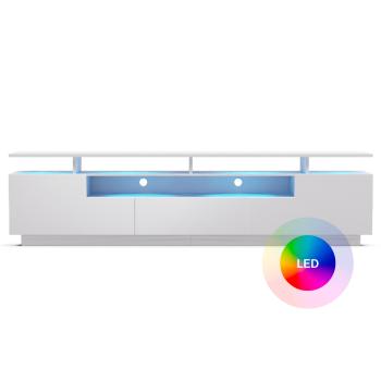 Blumfeldt blumfeldt Perth Lowboard  dulap TV, LED, 3 rafturi, alb, 195 x 33 x 50 cm
