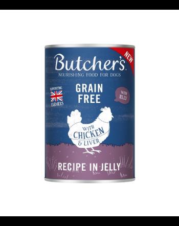 BUTCHER'S Original Recipe in Jelly hrana umeda caini, bucati de pui in jeleu, conserva 400g