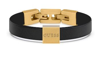 Guess Brățară de lux din piele naturală neagră Bond Street JUMB03031JWYGBKT/U
