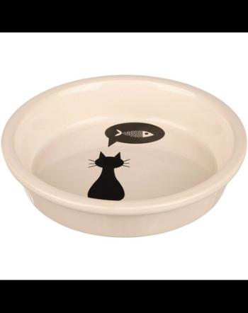 TRIXIE Castron din ceramica pentru pisici cu model pisica si peste, 0,25l / 13cm