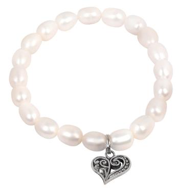 JwL Luxury Pearls Brățară delicată din perle reale cu inimă metalica JL0417