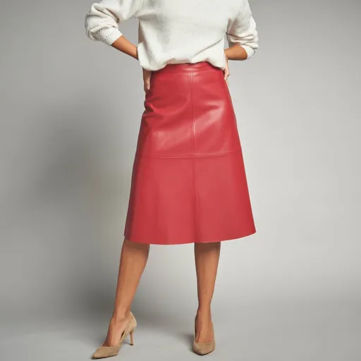 Fustă midi evazată din piele artificială