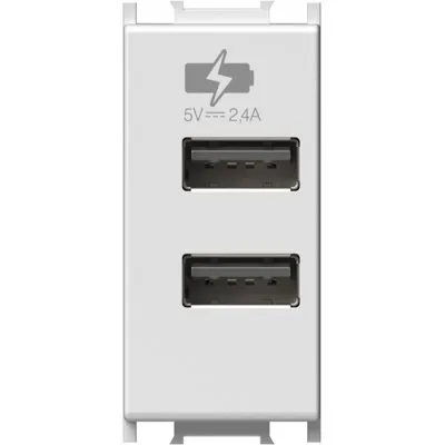 Modul Incarcator 2*USB 5V 2,1A 1M alb, TEM Modul TEM-EM67PW-B