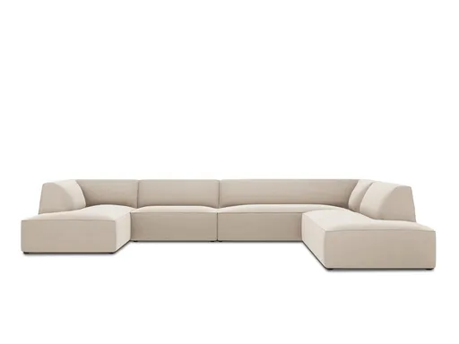 Coltar panoramic dreapta 7 locuri, Ruby, Micadoni Home, BL, 366x273x69 cm, catifea, bej