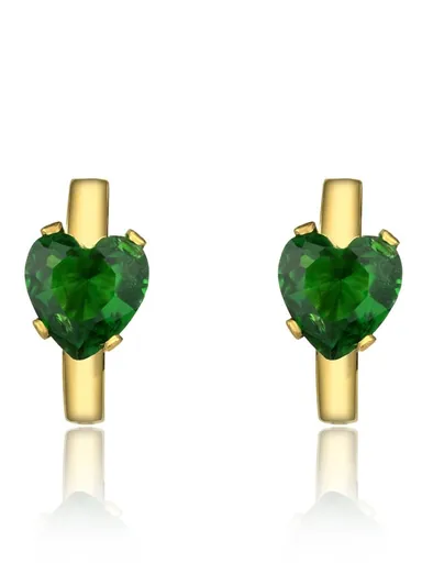 Marc Malone Cercei rotunzi placați cu aur, cu zirconiu verde „Inimi” MCE23131G