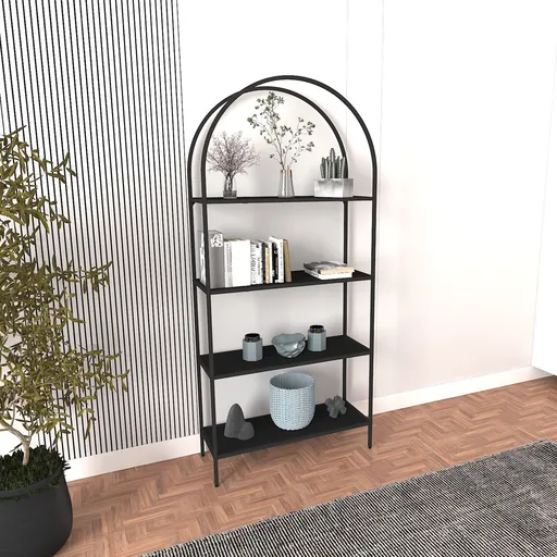 Corp biblioteca, Hanah Home, Mona, 80x175x30 cm, Negru