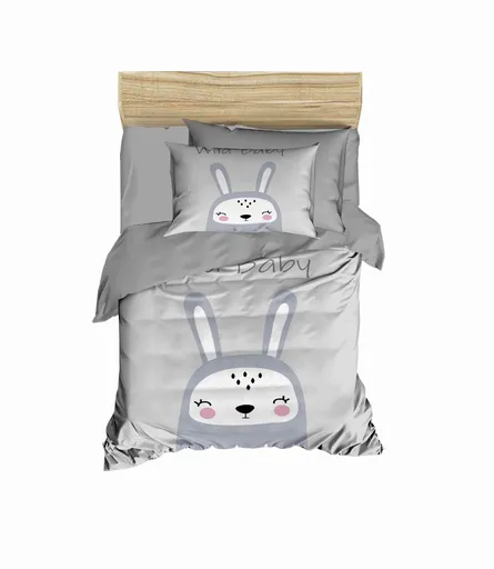 Lenjerie de pat pentru copii, L'essentiel Maison, PH1108, Gri/Alb