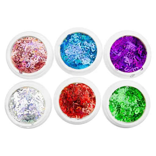 Decor Unghii, Paiete Cifre, Set 6 Culori