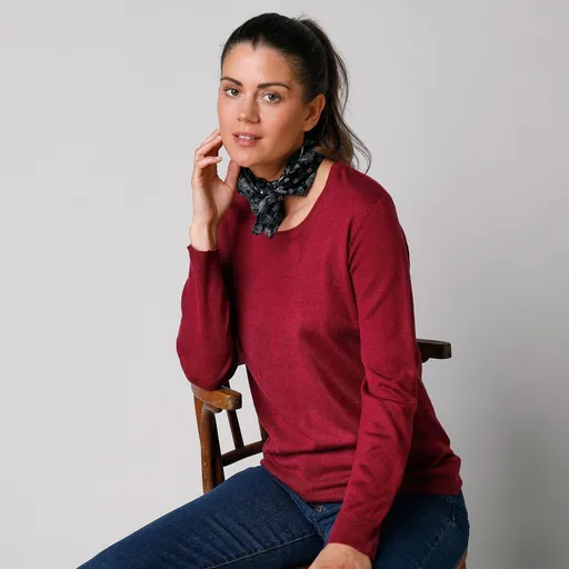 Pulover cu guler rotund, culoare uni