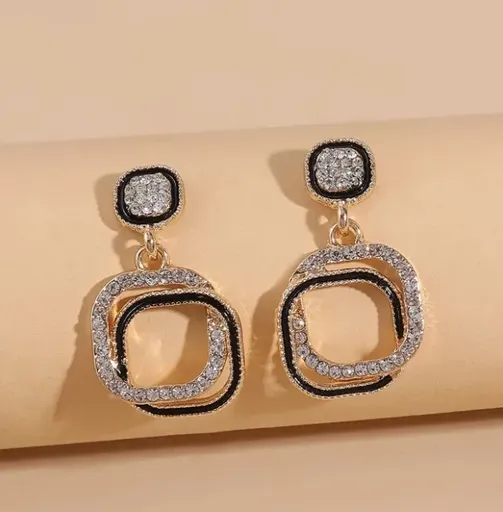 Cercei Aurii cu Strasuri Geometric Decor - 2583481