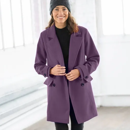 Palton de culoare solidă cu închidere cu nasturi la două rânduri