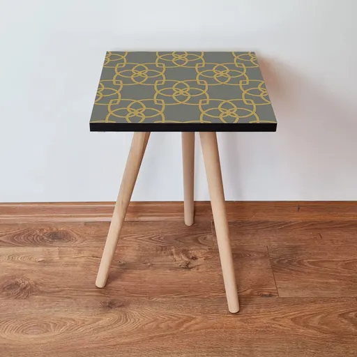 Masuta, Hanah Home, Shp135, 35x42x35 cm, Gri / Auriu / Negru