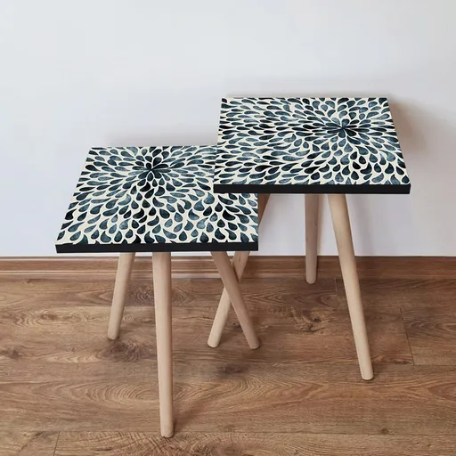 Set masute 2 piese, Hanah Home, 2Shp54, Verde / Bej