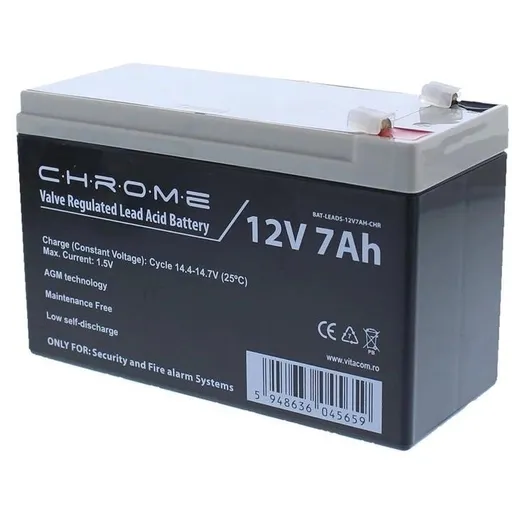 Acumulator plumb acid 12V 7Ah, terminal T1/F1 Chrome BAT-LEAD-12V7AH-CHR / BAT-LEADS-12V7AH-CHR