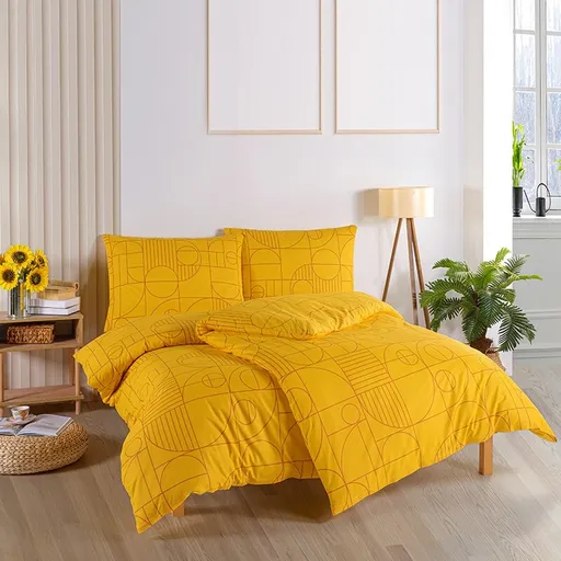 BedTex Lenjerie de pat din bumbac Geo Ray Flower, 220 x 200 cm, 2 bucăți 70 x 90 cm, 220 x 200 cm, 2 buc. 70 x 90 cm